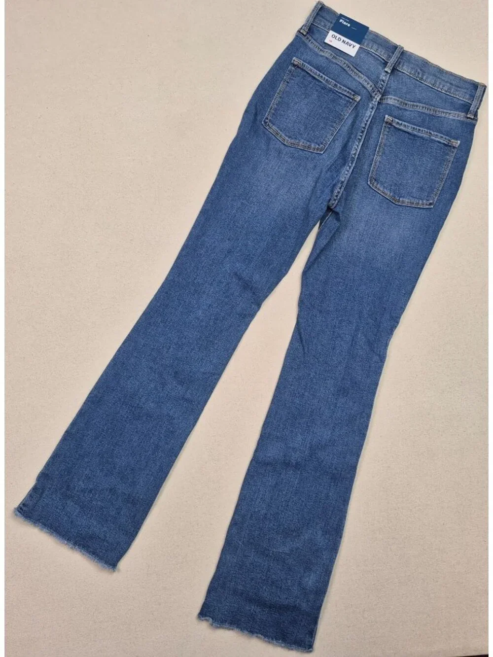 Old Navy Juniors Distressed High Rise Flare Adjustable Blue Jeans Sz 26/28 NWT